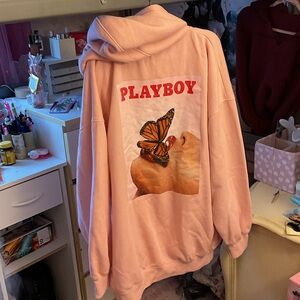 Playboy Pink Hoodie with Butterfly Design